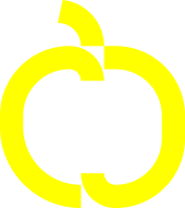 Gelbes Icon mit stilisiertem Apfel.