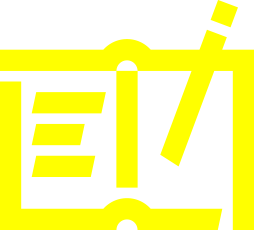 Gelbes Icon mit offenem Buch und Hammer.